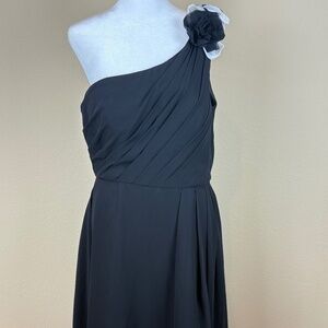 NWT Landa Designs Black Cocktail Semiformal One Shoulder Dress; Size 10